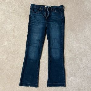 A&F Dark Wash Ankle Cropped Subtle Flare Jeans